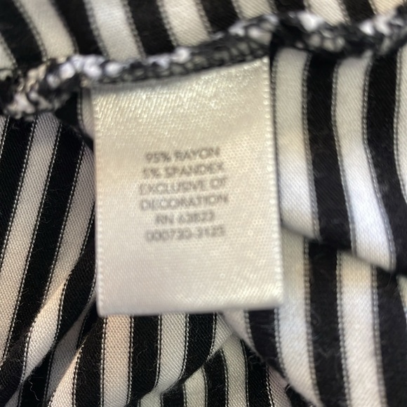 Christopher & Banks Women’s XL Black White Stripe Embroidered Short Sleeve Top - Picture 6 of 10